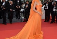 ساره سمبايو في فستان باللون البرتقالي من زهير مراد2079641570.jpg